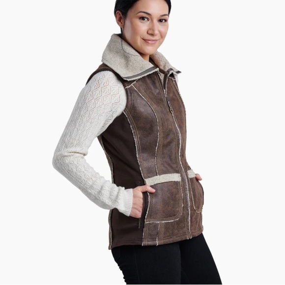 KUHL DANI SHERPA WOOL VEST WOMENS IN OAK COLOR SIZE XL - Picture 1 of 13